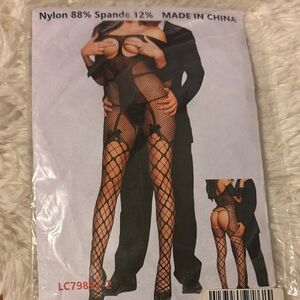Fishnet Bodystocking with Bow Detail